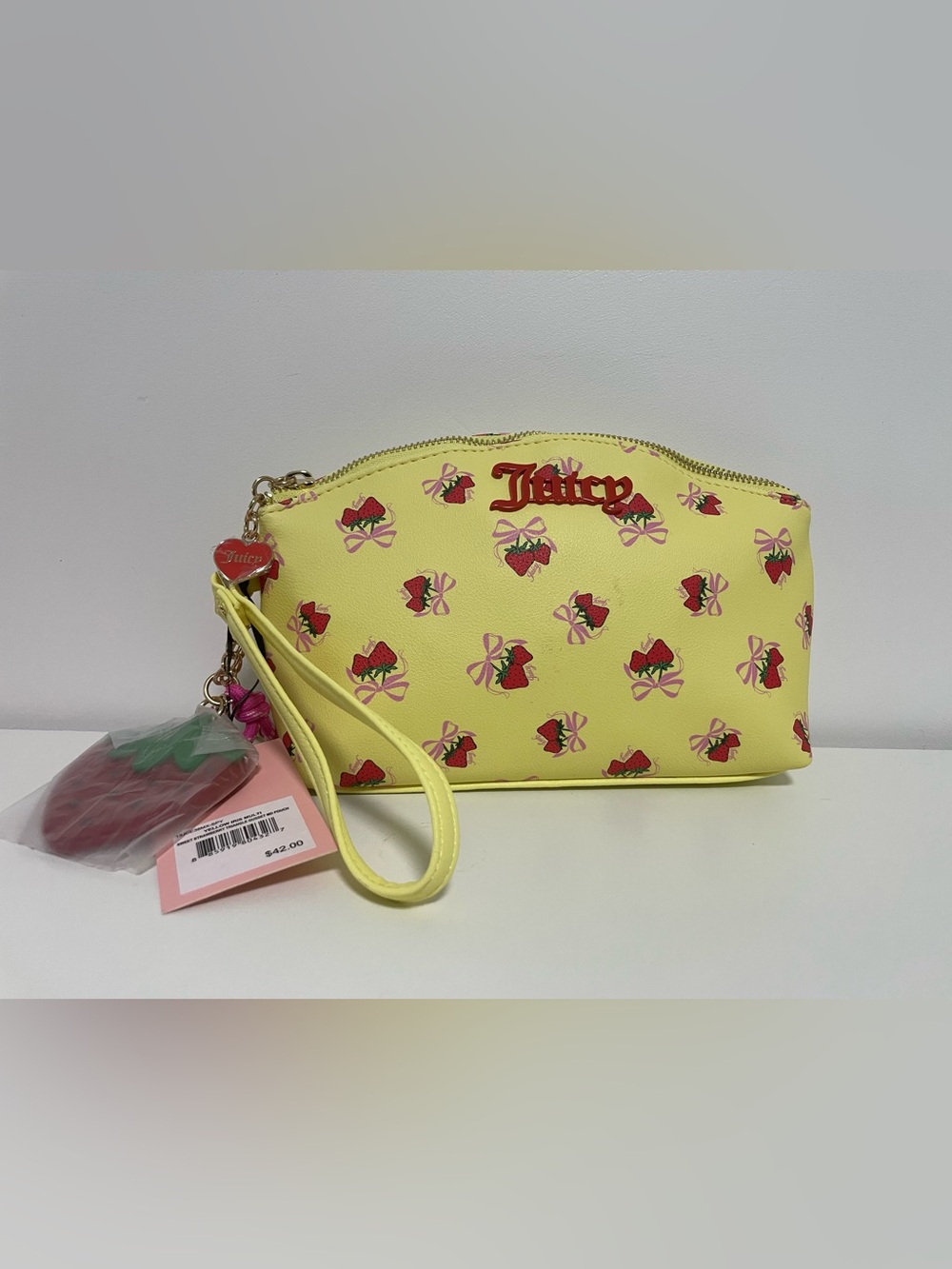 Juicy Couture Yellow Strawberry Print Wristlet